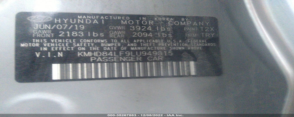 KMHD84LF9LU949315 2020 HYUNDAI ELANTRA photo no. 9