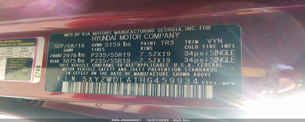 5XYZWDLA1HG459934 2017 HYUNDAI SANTA FE SPORT photo no. 9