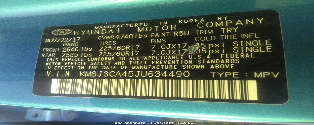 KM8J3CA45JU634490 2018 HYUNDAI TUCSON photo no. 9