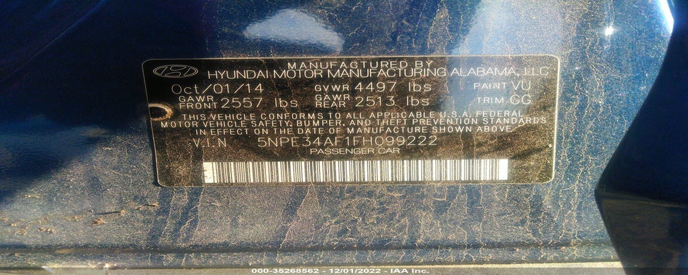 5NPE34AF1F8099222 2015 HYUNDAI SONATA photo no. 9