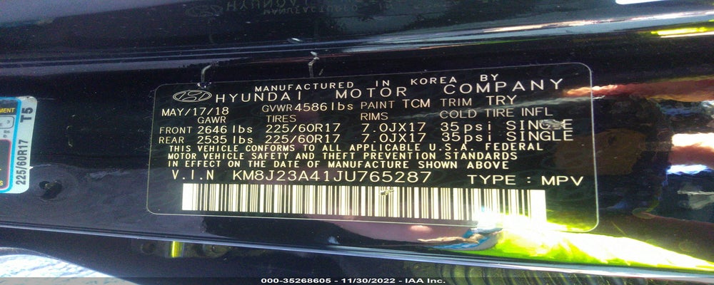 KM8J23A41JU765287 2018 HYUNDAI TUCSON photo no. 9