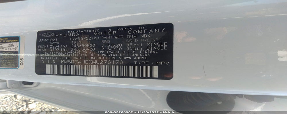 KM8R74HEXMU276173 2021 HYUNDAI PALISADE photo no. 9