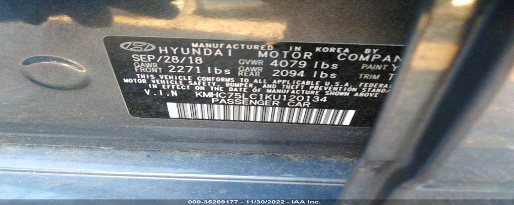 KMHC75LC1KU120134 2019 HYUNDAI IONIQ HYBRID photo no. 9