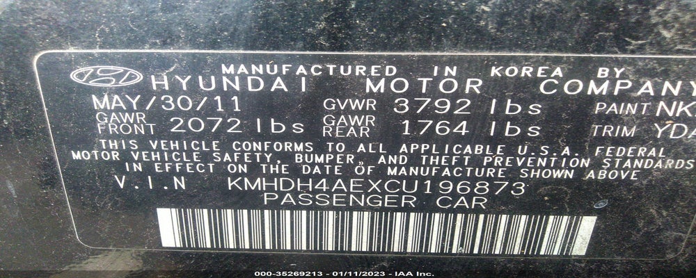 KMHDH4AEXCU196873 2012 HYUNDAI ELANTRA photo no. 9