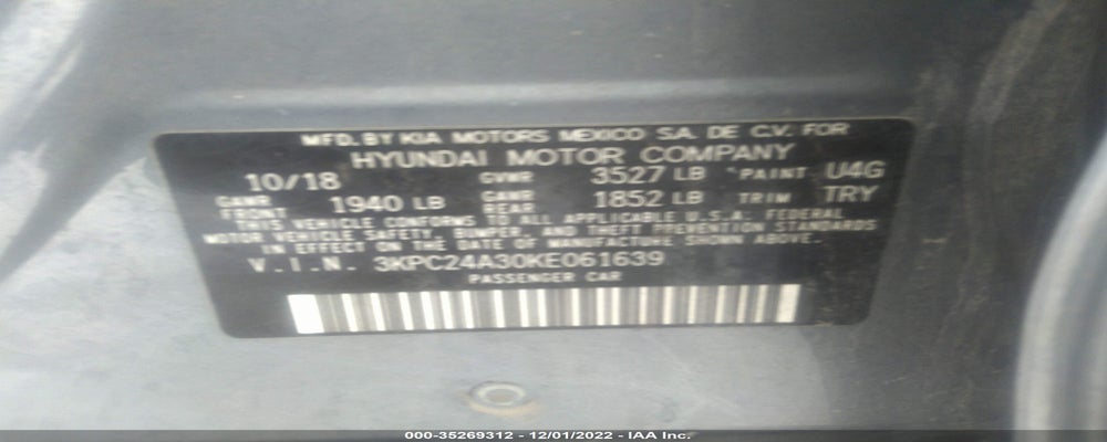 3KPC24A30KE061639 2019 HYUNDAI ACCENT photo no. 9