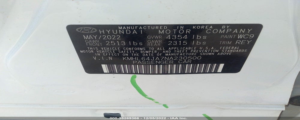 KMHL64JA7NA230500 2022 HYUNDAI SONATA photo no. 9