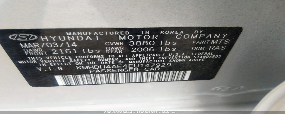 KMHDH4AE4EU147929 2014 HYUNDAI ELANTRA photo no. 9