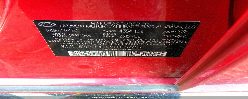 5NPEF4JA9LH052785 2020 HYUNDAI SONATA photo no. 9