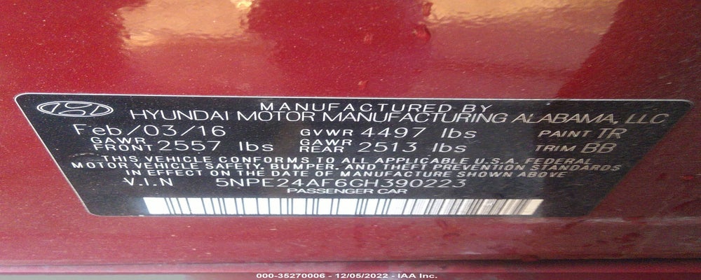 5NPE24AF6GH390223 2016 HYUNDAI SONATA photo no. 9