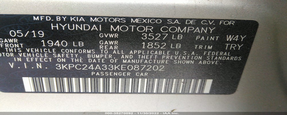 3KPC24A33KE087202 2019 HYUNDAI ACCENT photo no. 9