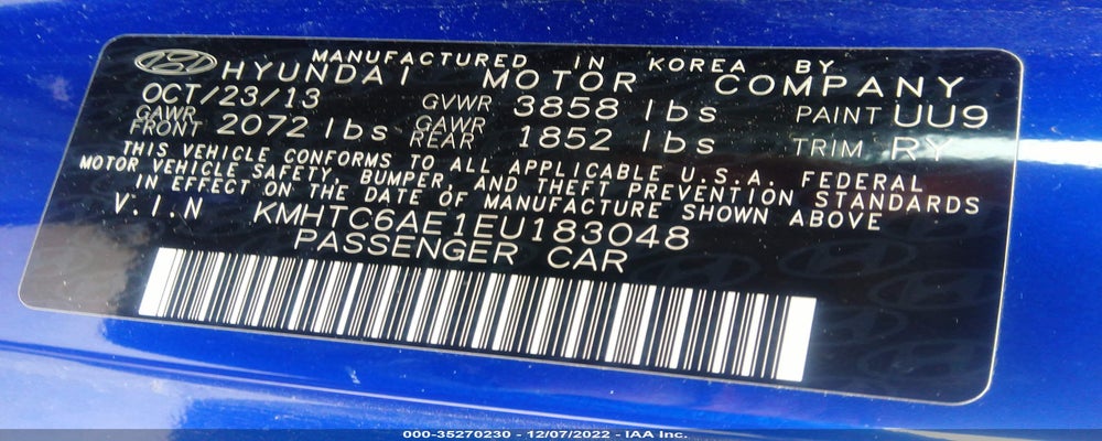KMHTC6AE1EU183048 2014 HYUNDAI VELOSTER photo no. 9