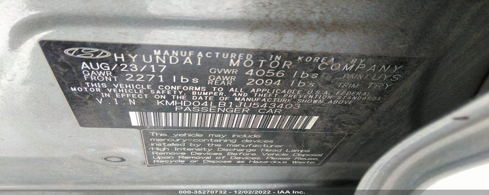 KMHD04LB1JU543403 2018 HYUNDAI ELANTRA photo no. 9