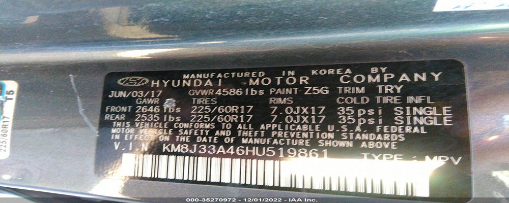 KM8J33A46HU519861 2017 HYUNDAI TUCSON photo no. 9
