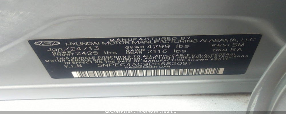5NPEC4AC9DH682091 2013 HYUNDAI SONATA photo no. 9