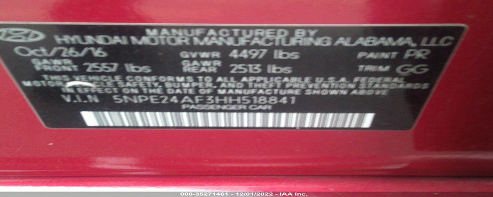 5NPE24AF3HH518841 2017 HYUNDAI SONATA photo no. 9