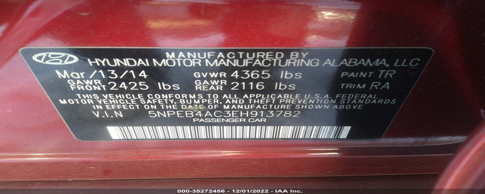 5NPEB4AC3EH913782 2014 HYUNDAI SONATA photo no. 9