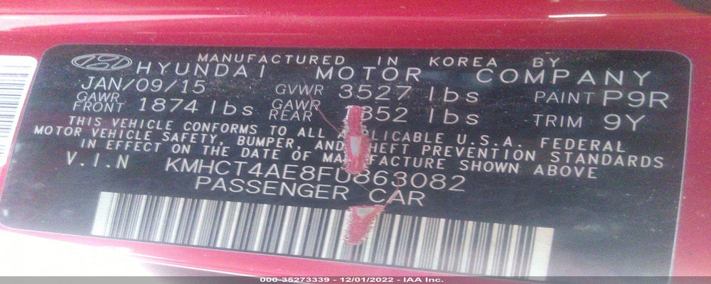 KMHCT4AE8FU863082 2015 HYUNDAI ACCENT photo no. 9