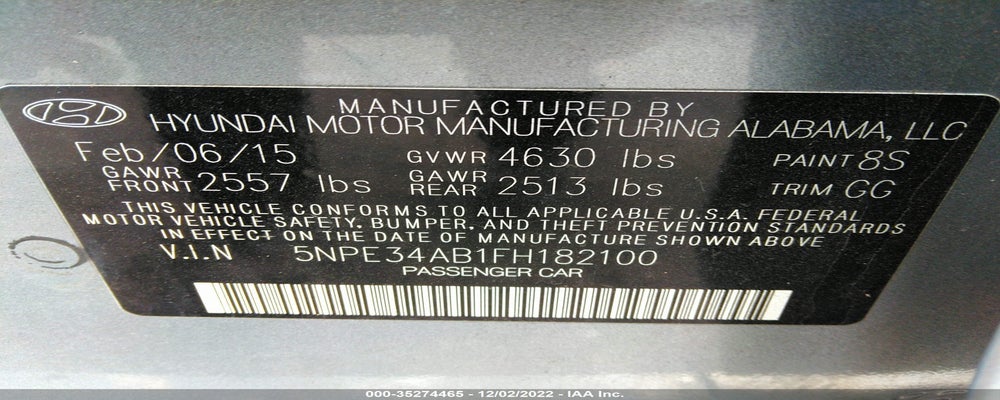 5NPE34AB1FH182100 2015 HYUNDAI SONATA photo no. 9