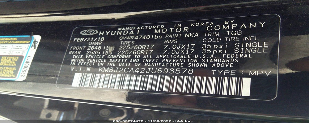 KM8J2CA42JU693578 2018 HYUNDAI TUCSON photo no. 9