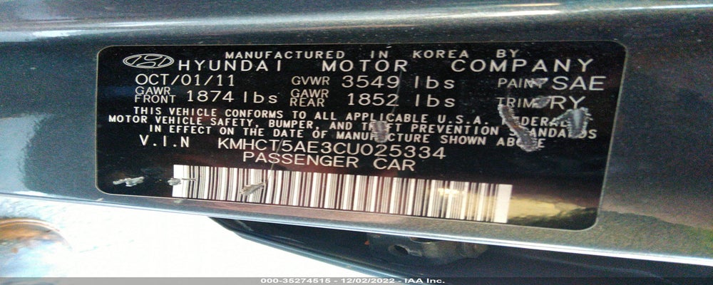KMHCT5AE3CU025334 2012 HYUNDAI ACCENT photo no. 9