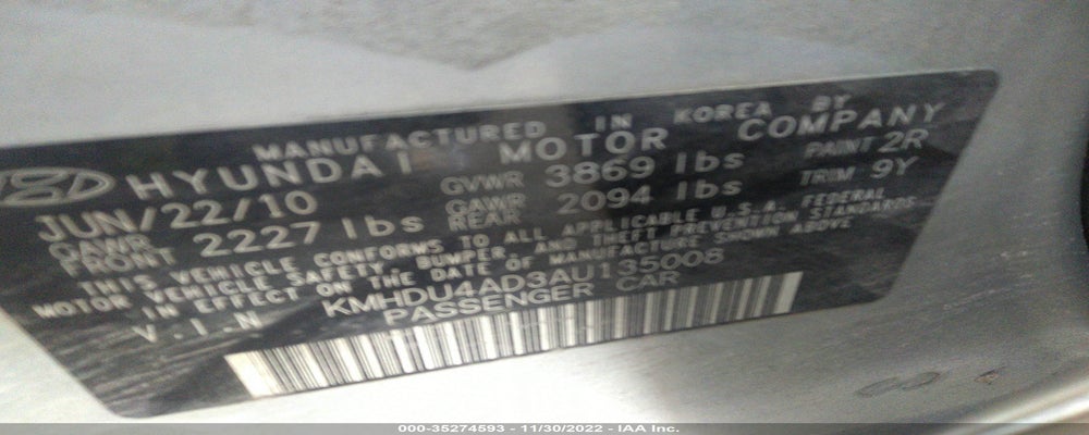 KMHDU4AD3AU135008 2010 HYUNDAI ELANTRA photo no. 9