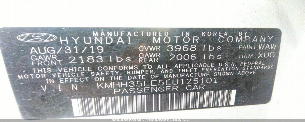 KMHH35LE5LU125101 2020 HYUNDAI ELANTRA GT photo no. 9