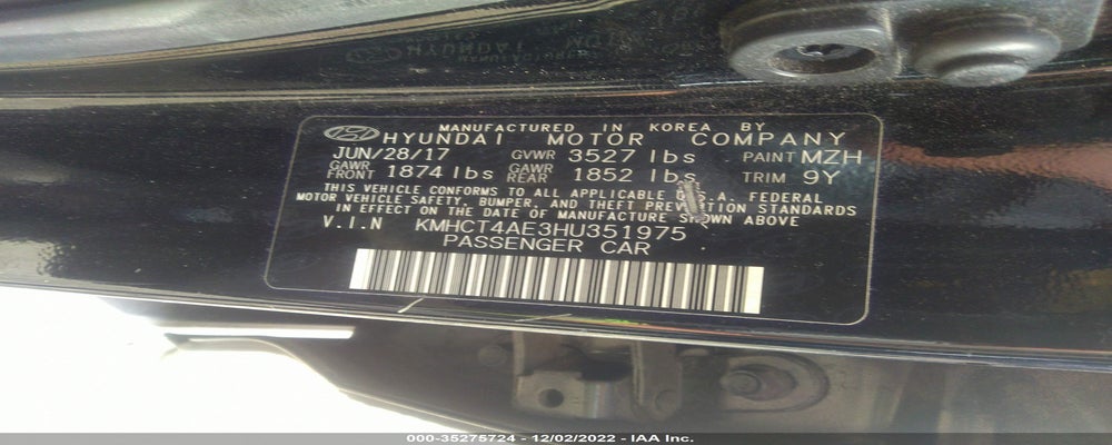 KMHCT4AE3HU351975 2017 HYUNDAI ACCENT photo no. 9