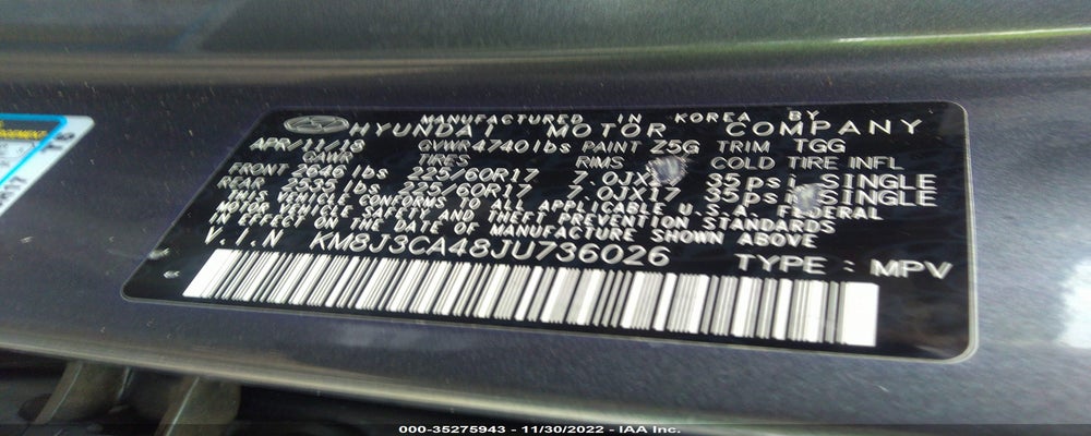 KM8J3CA48JU736026 2018 HYUNDAI TUCSON photo no. 9
