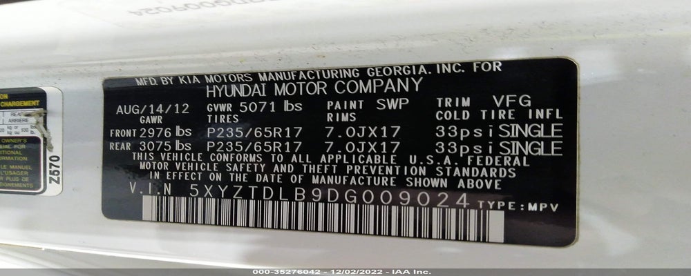 5XYZTDLB9DG009024 2013 HYUNDAI SANTA FE SPORT photo no. 9