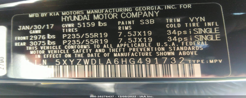 5XYZWDLA6HG491732 2017 HYUNDAI SANTA FE SPORT photo no. 9