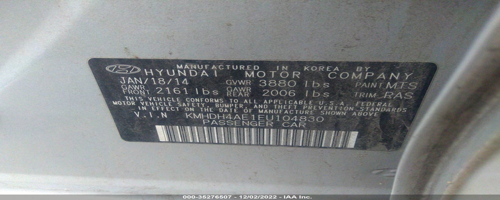 KMHDH4AE1EU104830 2014 HYUNDAI ELANTRA photo no. 9