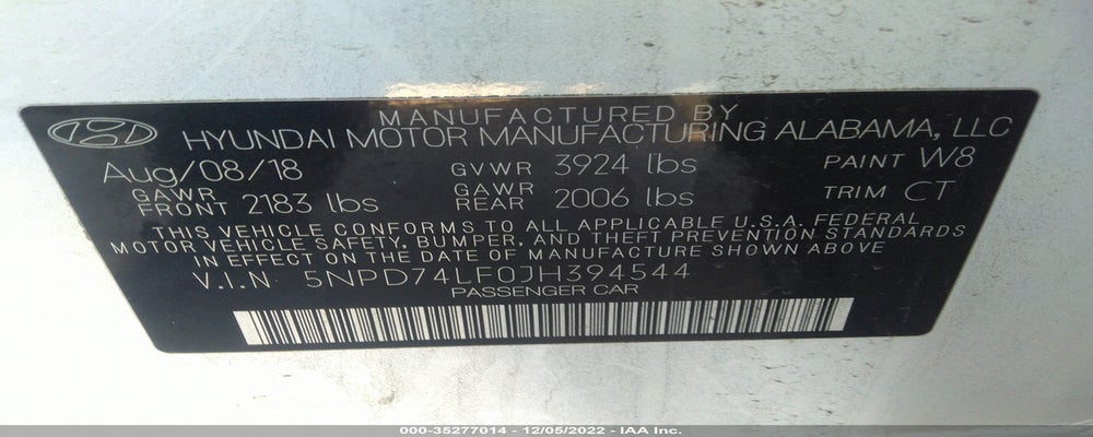 5NPD74LF0JH394544 2018 HYUNDAI ELANTRA photo no. 9