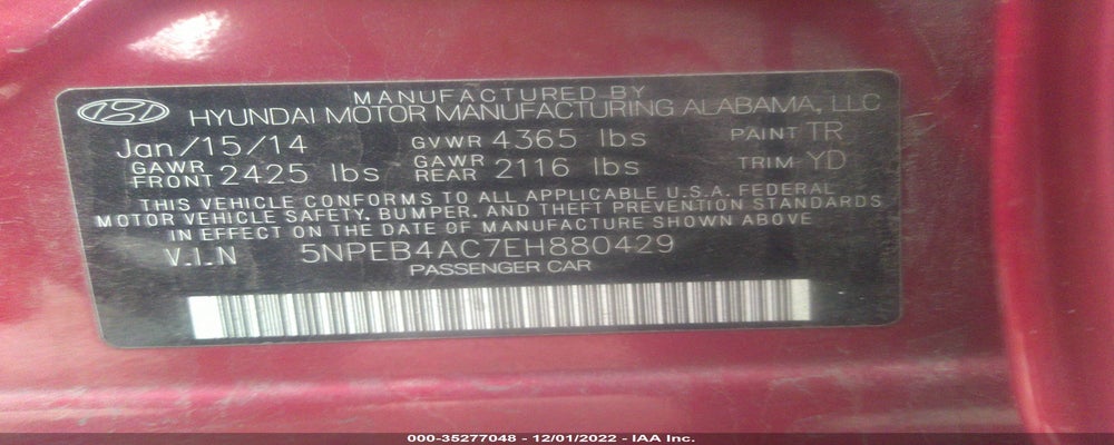 5NPEB4AC7EH880429 2014 HYUNDAI SONATA photo no. 9