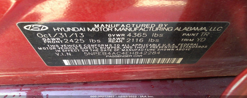 5NPEB4AC4EH842284 2014 HYUNDAI SONATA photo no. 9