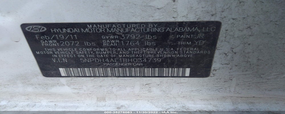 5NPDH4AE1BH034739 2011 HYUNDAI ELANTRA photo no. 9