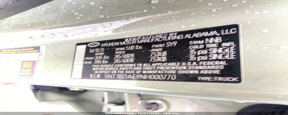 5NTJBDAE9NH000770 2022 HYUNDAI SANTA CRUZ photo no. 9