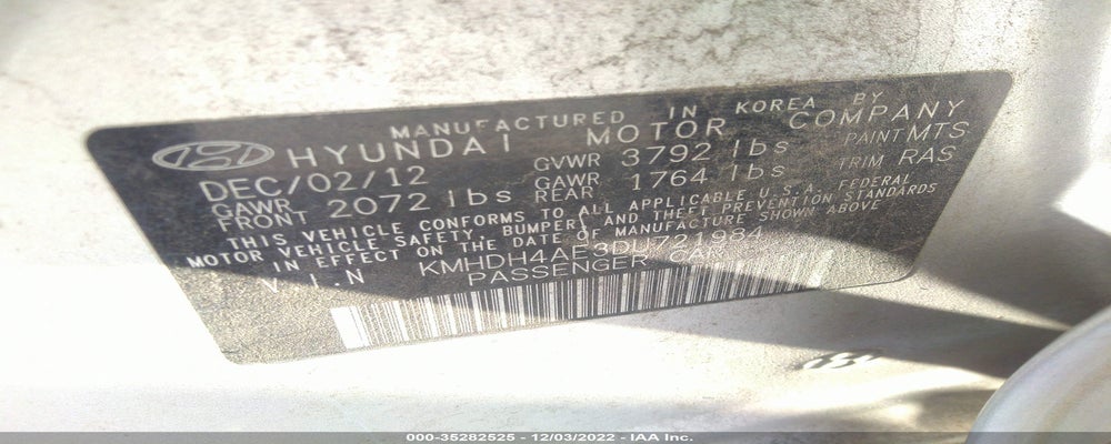KMHDH4AE3DU721984 2013 HYUNDAI ELANTRA photo no. 9