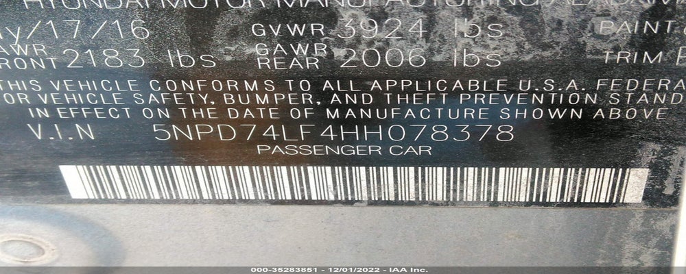 5NPD74LF4HH078378 2017 HYUNDAI ELANTRA photo no. 9
