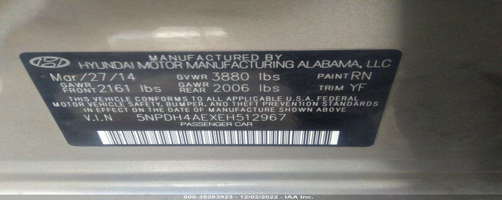 5NPDH4AEXEH512967 2014 HYUNDAI ELANTRA photo no. 9