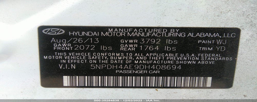 5NPDH4AE9DH408694 2013 HYUNDAI ELANTRA photo no. 9