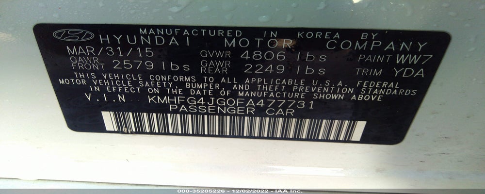 KMHFG4JG0FA477731 2015 HYUNDAI AZERA photo no. 9