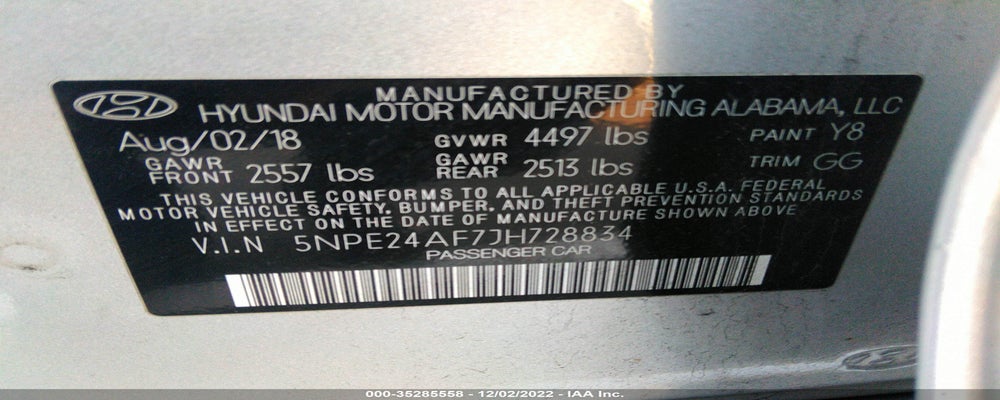 5NPE24AF7JH728834 2018 HYUNDAI SONATA photo no. 9