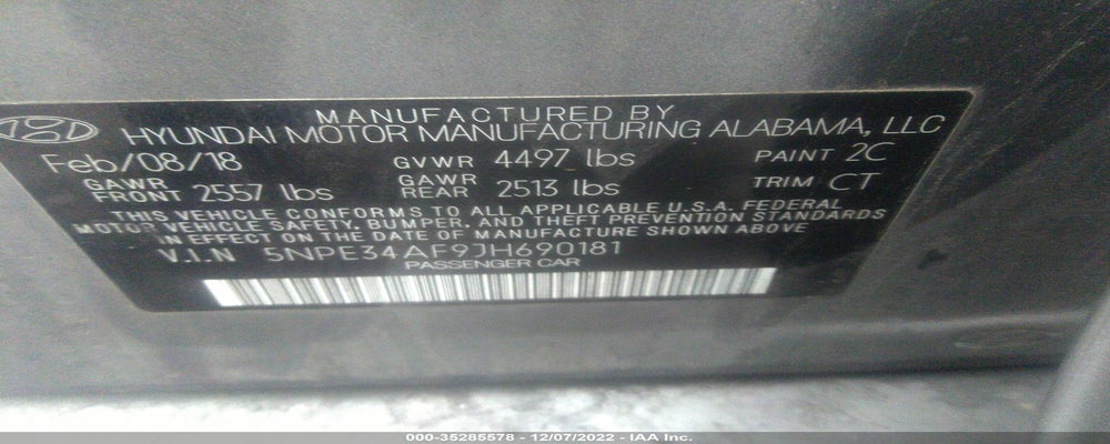 5NPE34AF9JH690181 2018 HYUNDAI SONATA photo no. 9