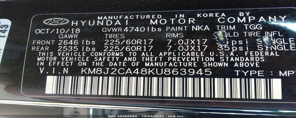 KM8J2CA48KU863945 2019 HYUNDAI TUCSON photo no. 9