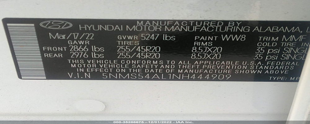 5NMS54AL1NH444909 2022 HYUNDAI SANTA FE photo no. 9
