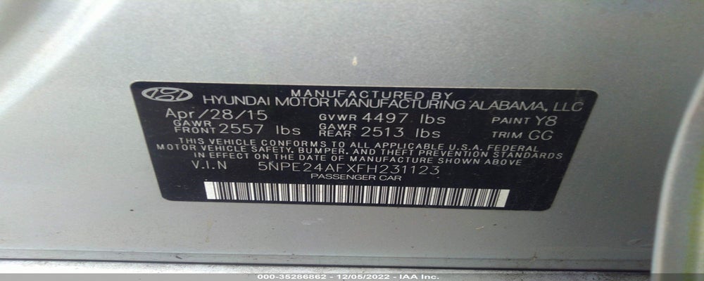 5NPE24AFXFH231123 2015 HYUNDAI SONATA photo no. 9