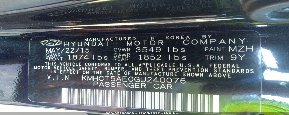 KMHCT5AE0GU240076 2016 HYUNDAI ACCENT photo no. 9