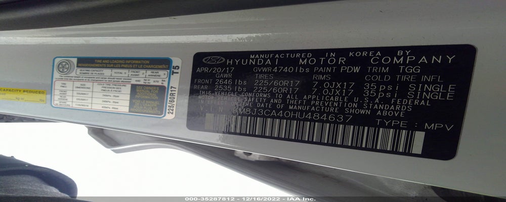 KM8J3CA40HU484637 2017 HYUNDAI TUCSON photo no. 9