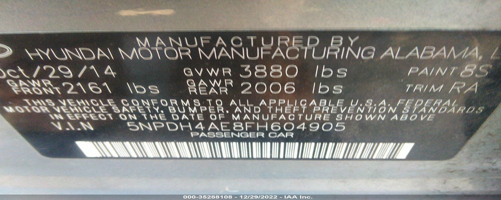 5NPDH4AE8FH604905 2015 HYUNDAI ELANTRA photo no. 9