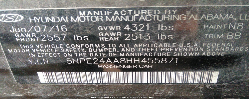 5NPE24AA8HH455871 2017 HYUNDAI SONATA photo no. 9